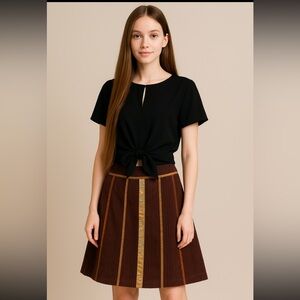 Brown Mini A-Line Skirt with EmbellishmentsNew with tags 💕 boho size 12 women